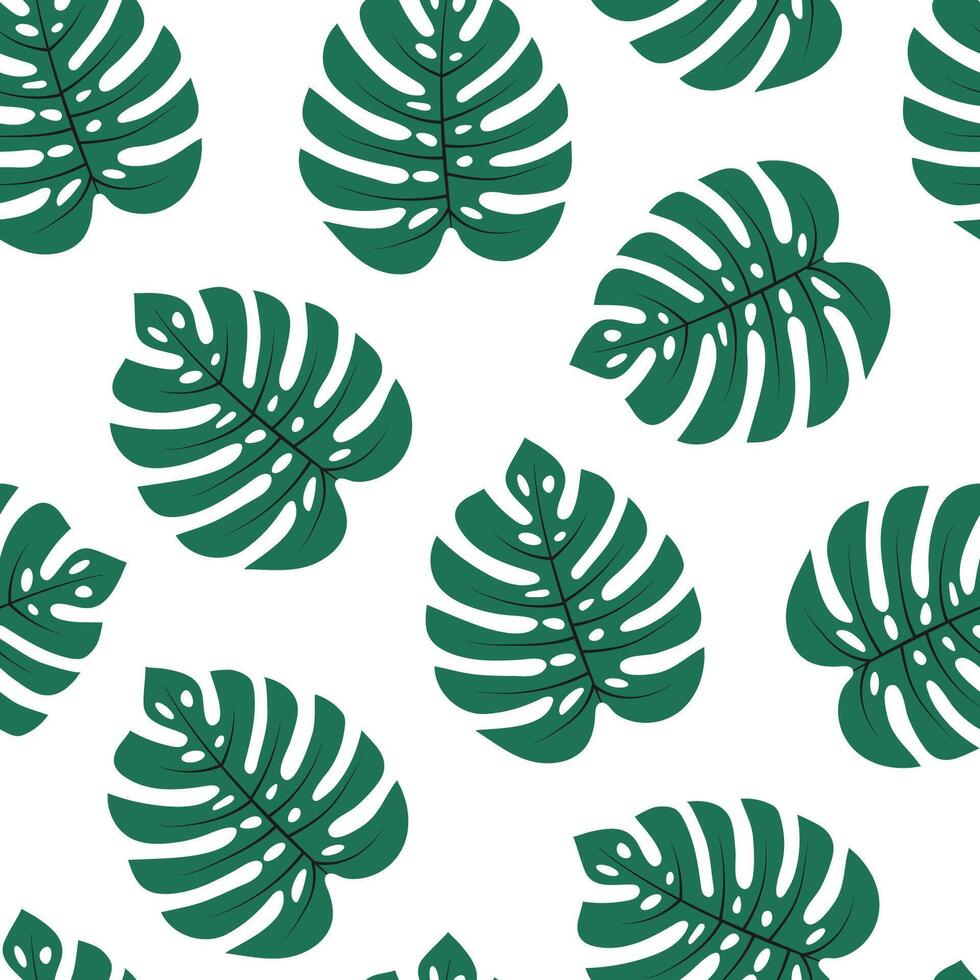 Seamless monstera leaves pattern. Bright summer print for clothes, textile, backpacks, fabric. Illustration tropical and palm leaves. vector