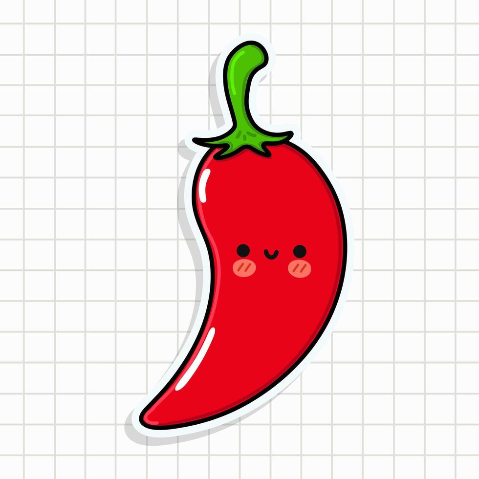 Cute Chili pepper sticker character. hand drawn cartoon kawaii character illustration icon. Fun Chili pepper sticker character concept vector