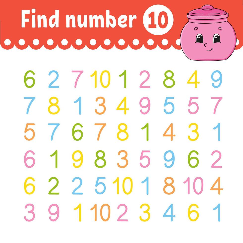 Find number. Education developing worksheet. vector