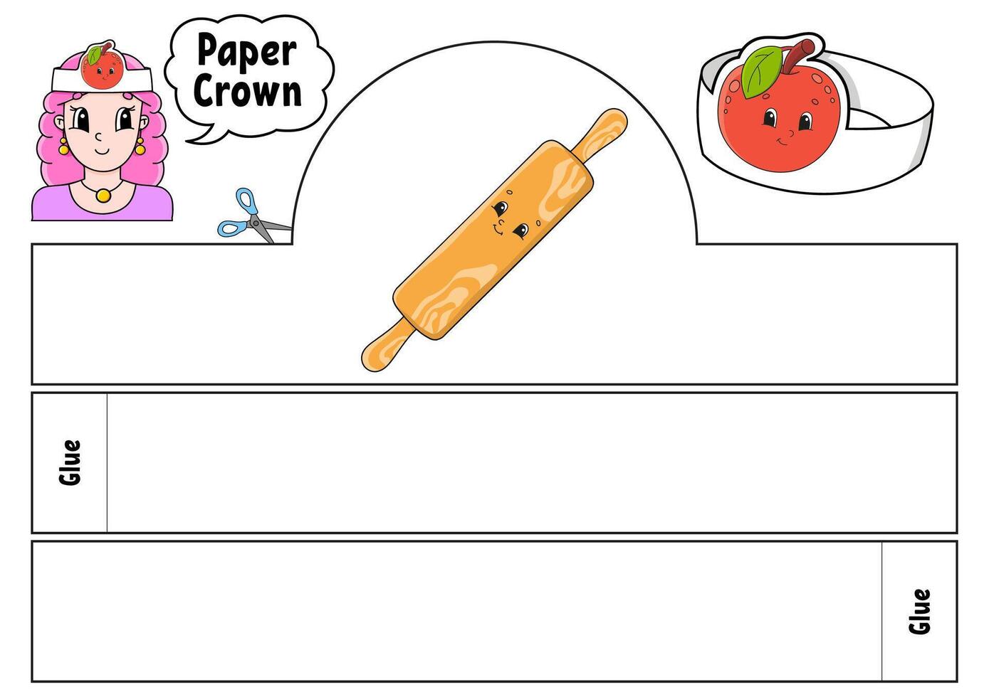 Paper crown template for kids. vector