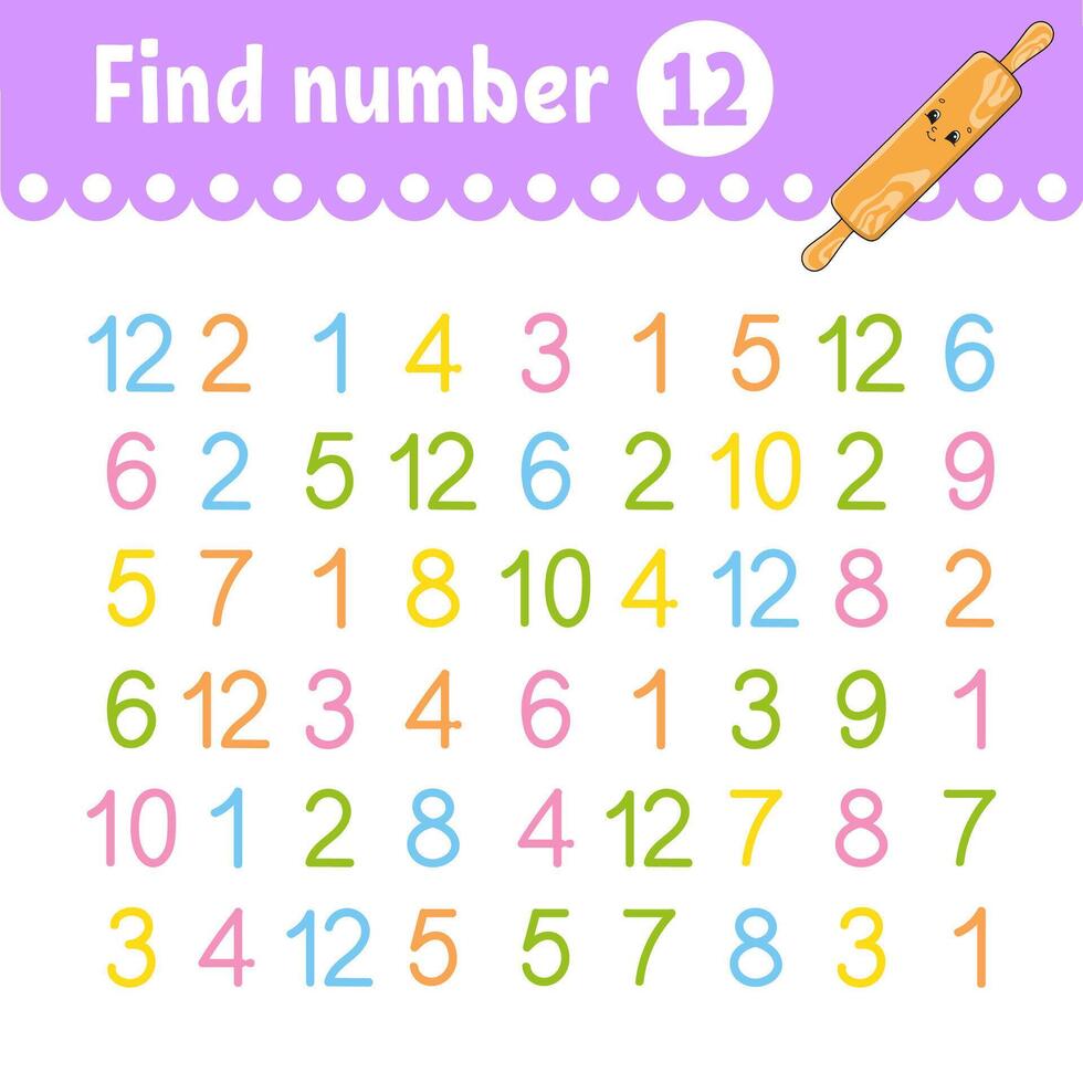 Find number. Education developing worksheet. vector