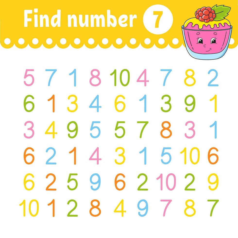 Find number. Education developing worksheet. vector