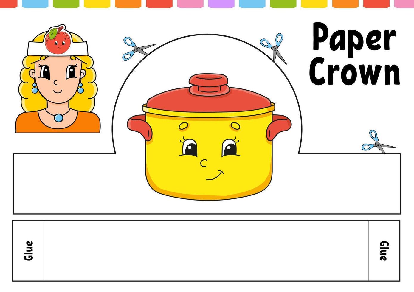 Paper crown template for kids. vector