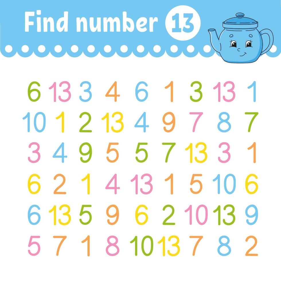 Find number. Education developing worksheet. vector