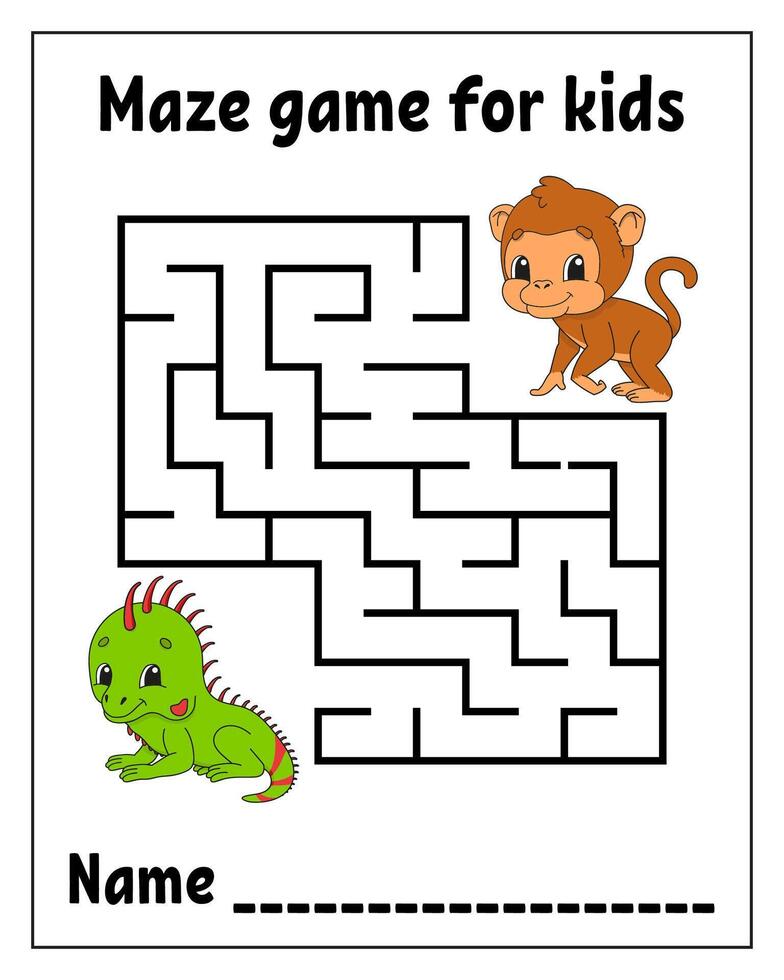 Square maze. Game for kids. vector
