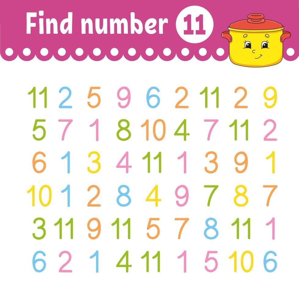 Find number. Education developing worksheet. vector