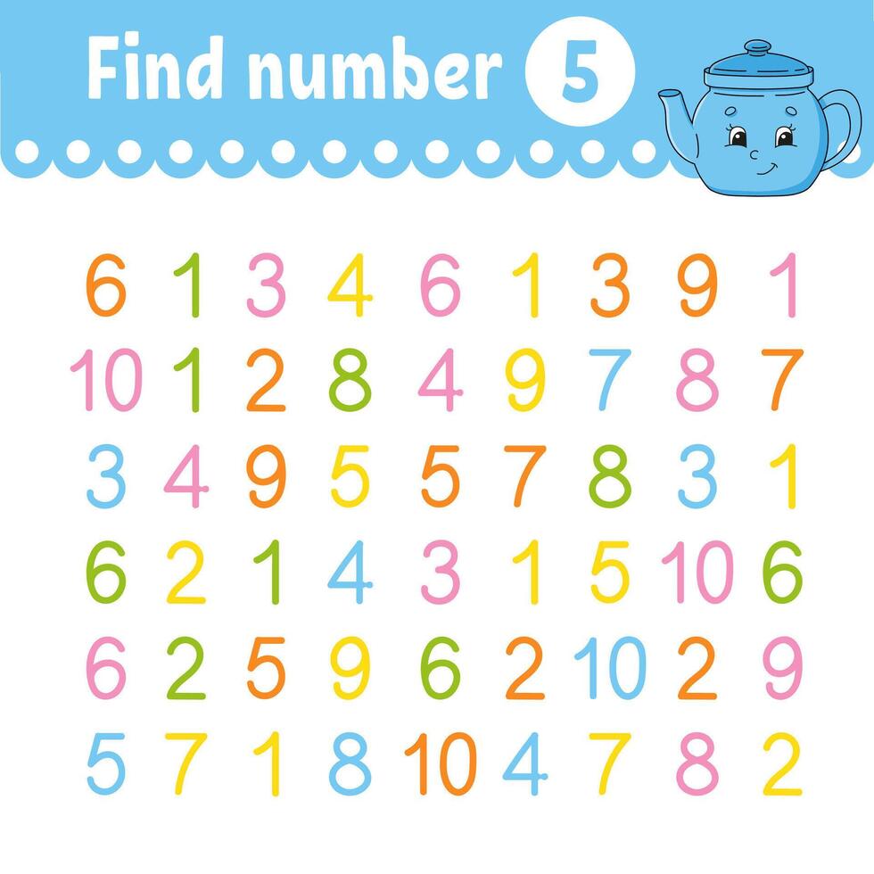 Find number. Education developing worksheet. vector