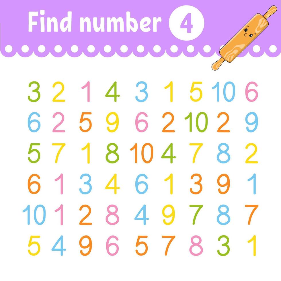 Find number. Education developing worksheet. vector