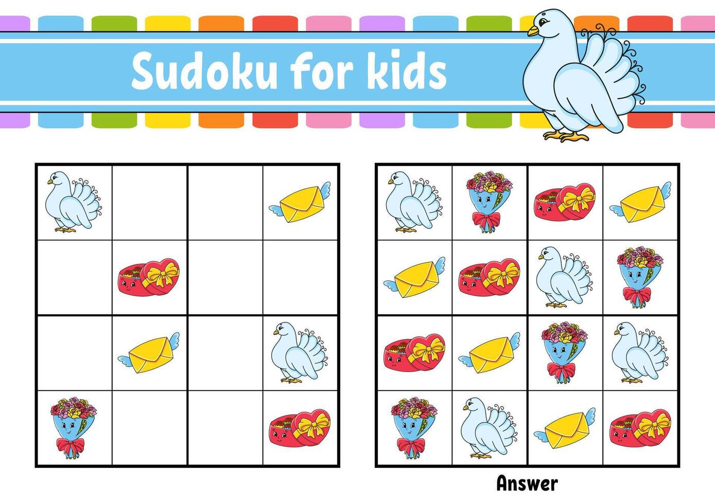 Sudoku for kids. vector