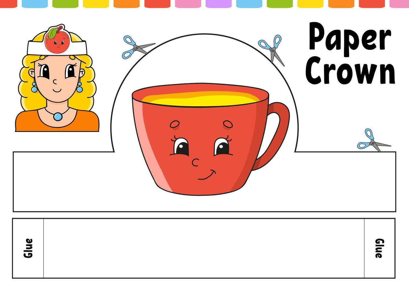Paper crown template for kids. vector