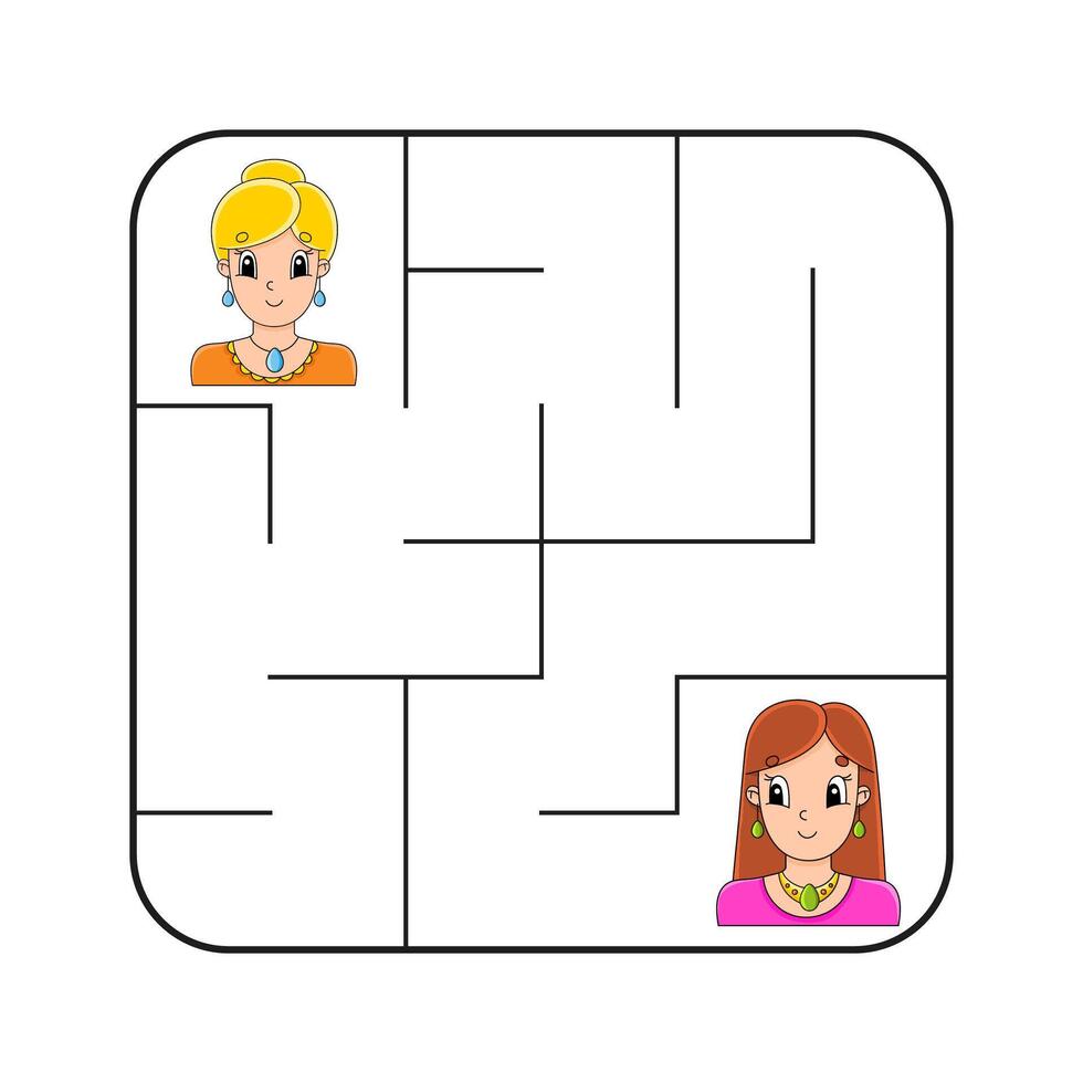Simple square maze for toddlers. vector