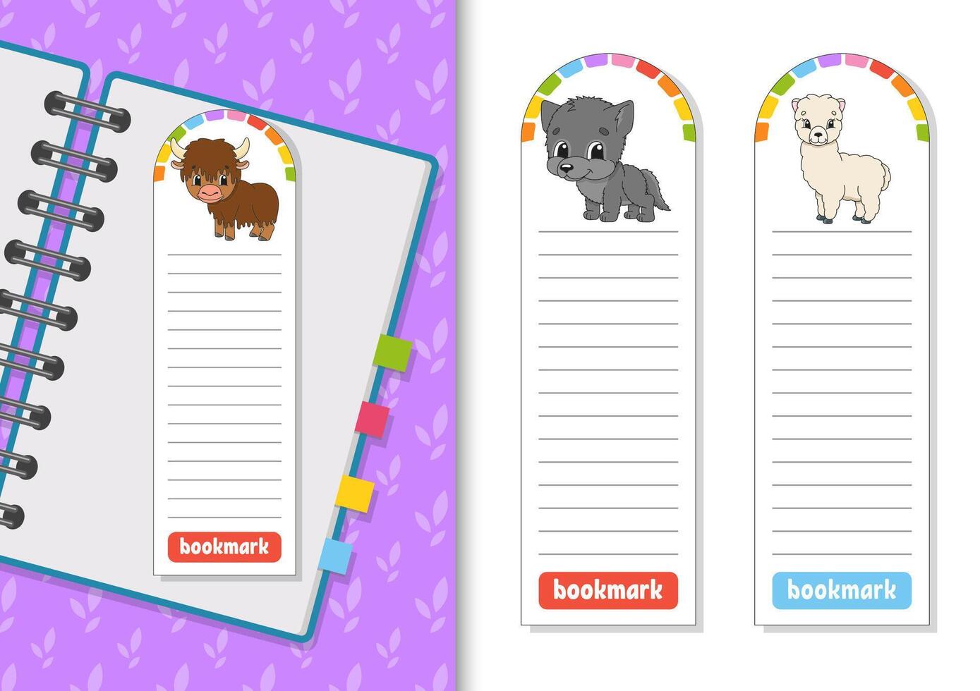 Set of paper bookmarks for books vector