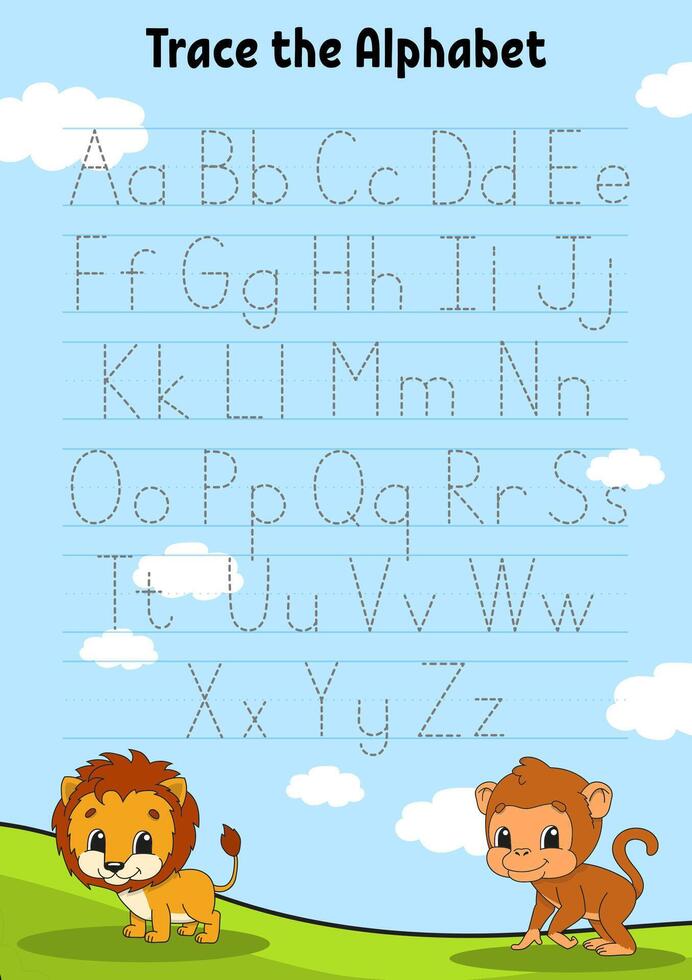 Writing letters. Tracing page. vector