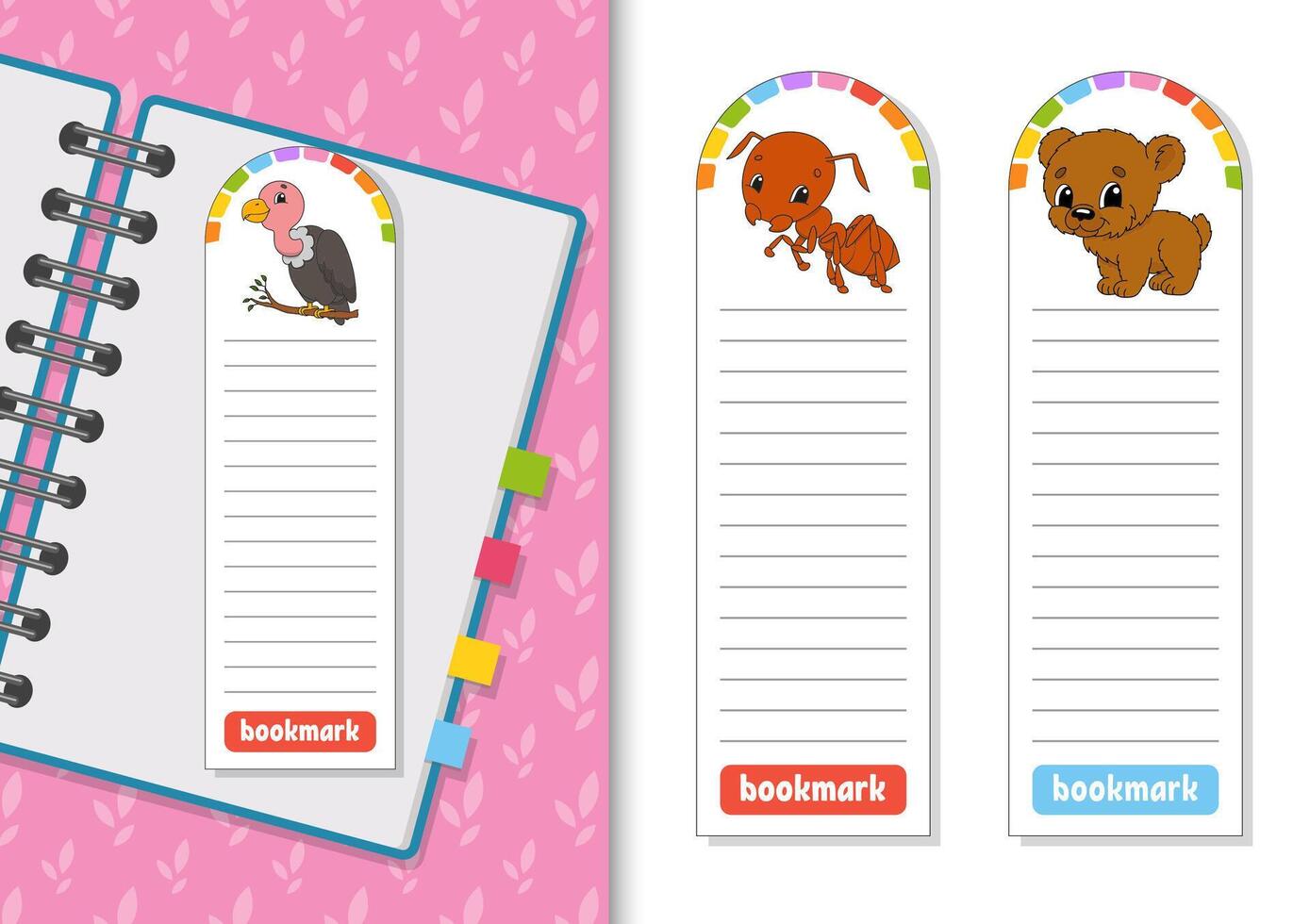 Set of paper bookmarks for books vector