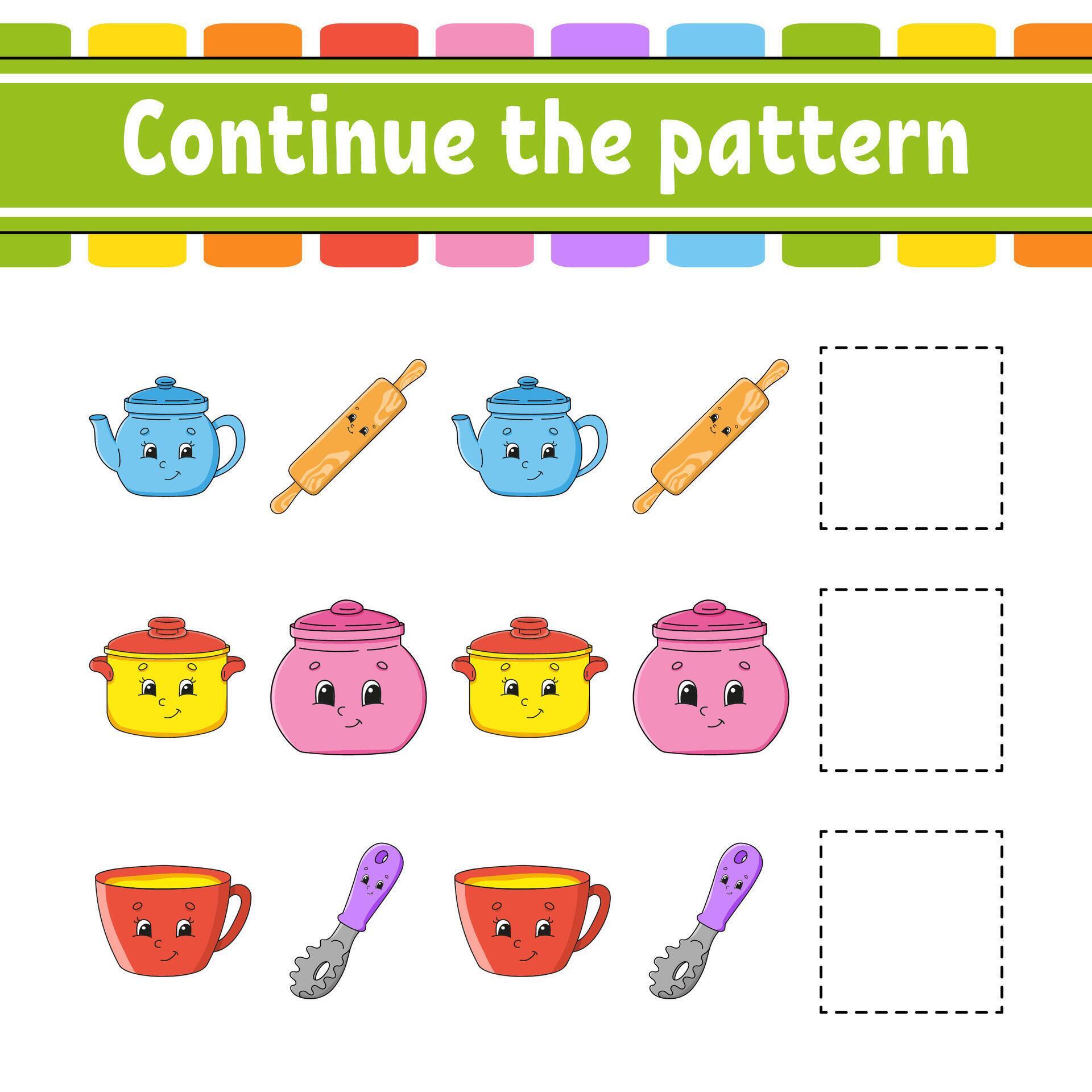 Continuous Pattern Elementary Continue the pattern. Education developing worksheet. 47489530 Vector ...