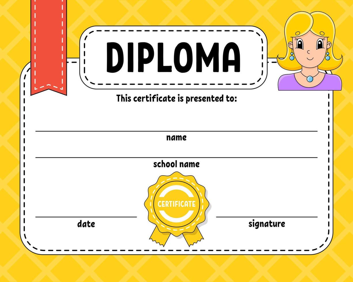 Diploma certificate template. vector