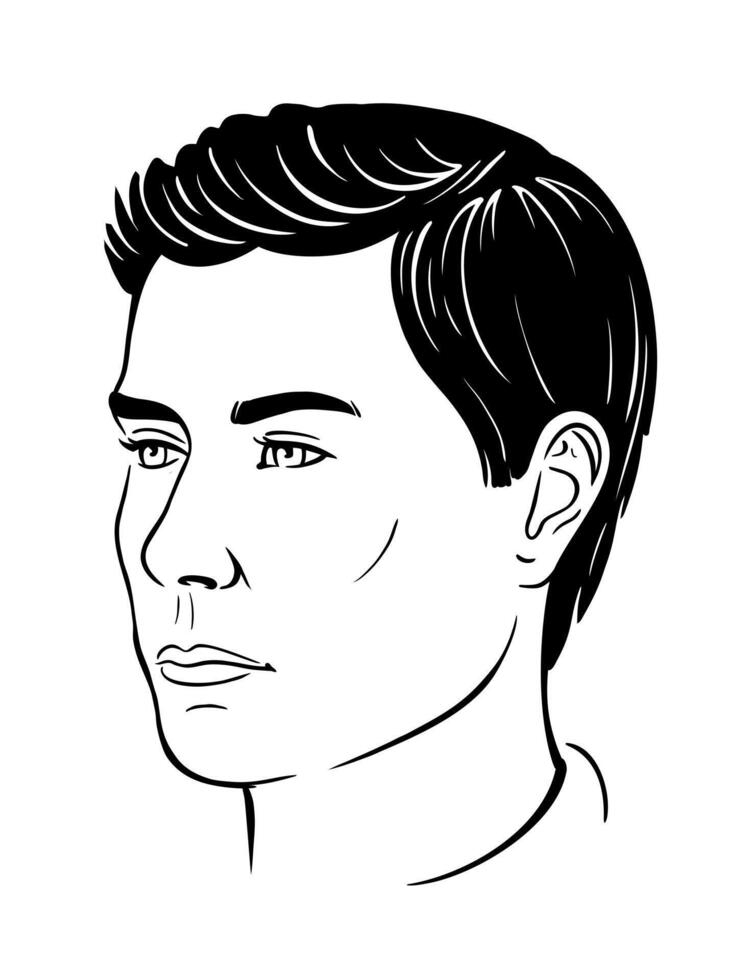 Man line avatar . Male face portrait sketch vector