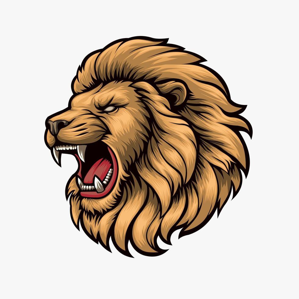 lion head with open mouth on a white background vector
