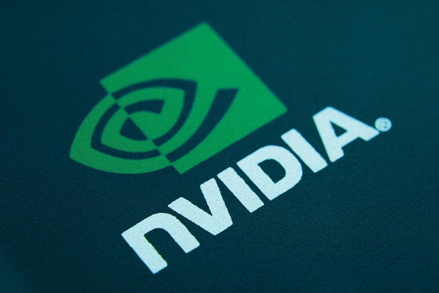 28 June 2019 Bishkek, Kyrgyzstan. Nvidia logo. Mark of famous company of cards. Inventor of the GPU. photo