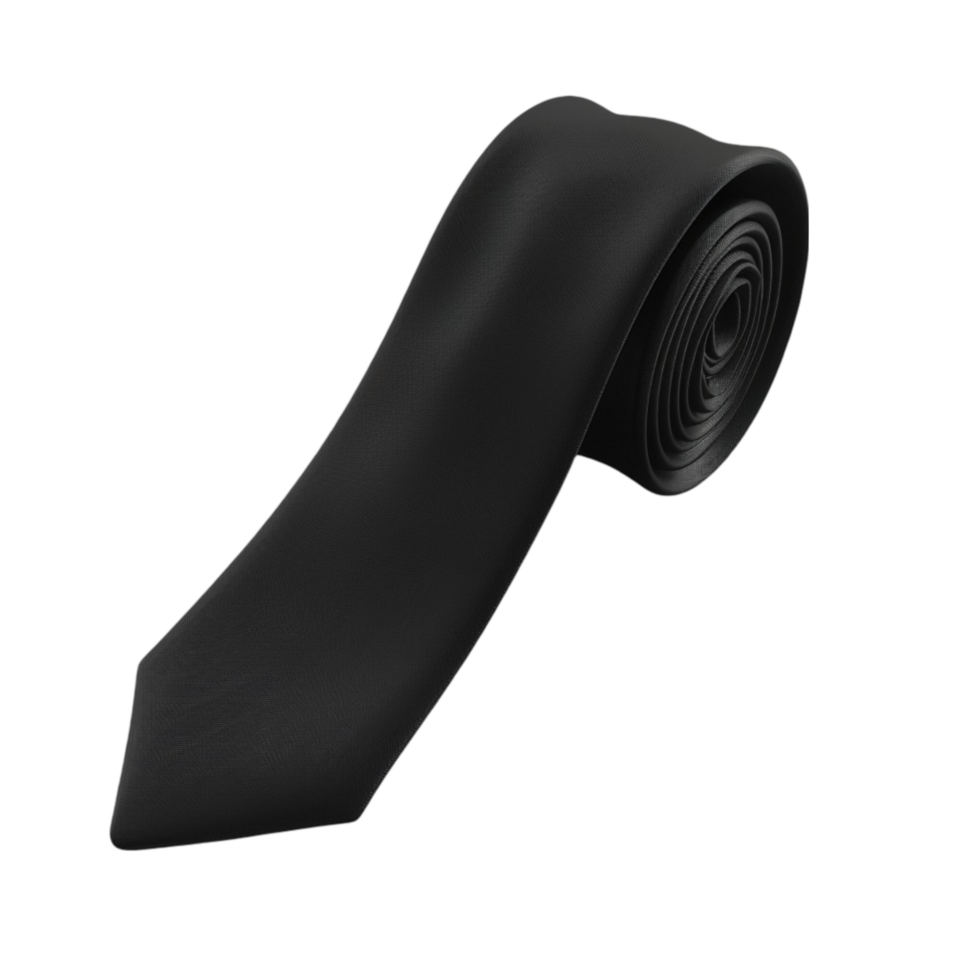 Black Tie Unrolled Full Length on Transparent background AI-Generative png