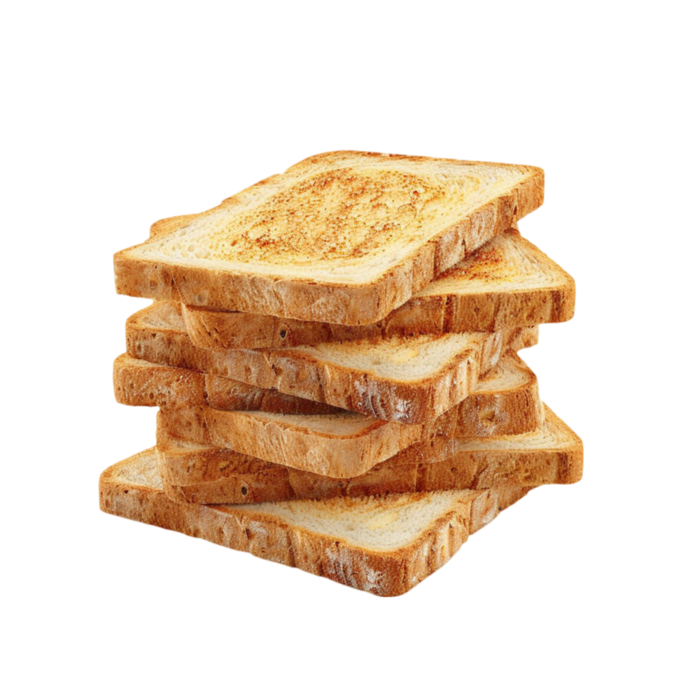 Freshly Toasted Golden Brown Bread Slices on Transparent background AI-Generative png
