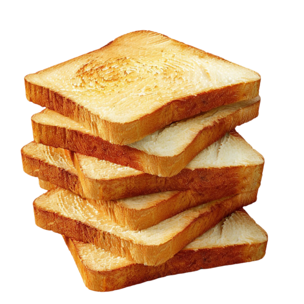 Crispy Golden Brown Toasted Bread Slices on Transparent background AI-Generative png