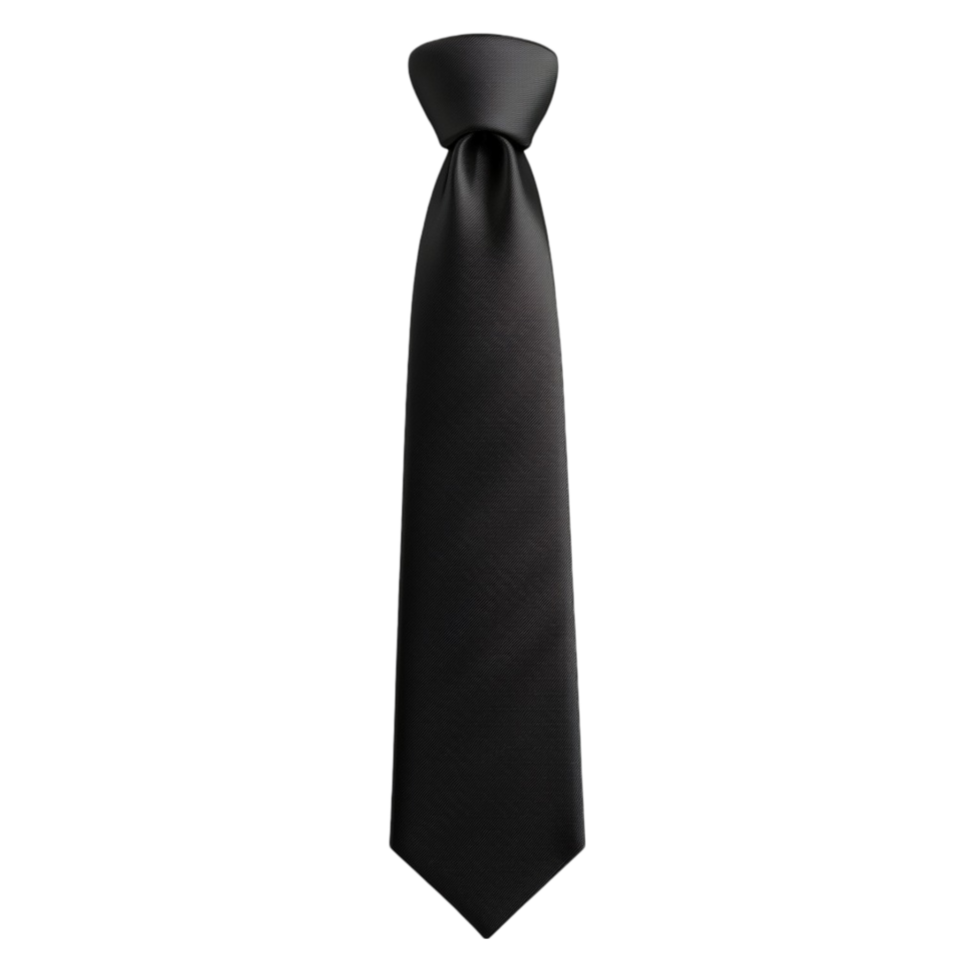 Neatly Tied Black Tie Display on Transparent background AI-Generative png