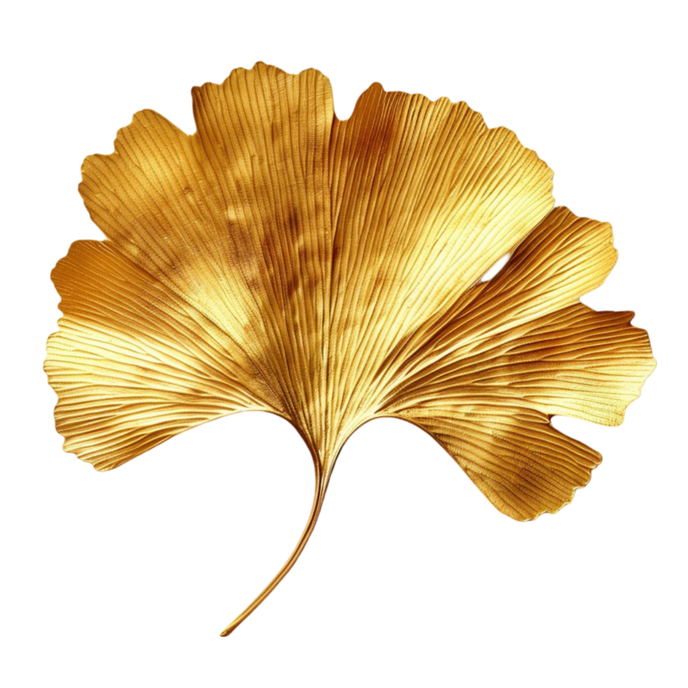 Shiny Golden Maple Leaf with Texture on Transparent background AI-Generative png