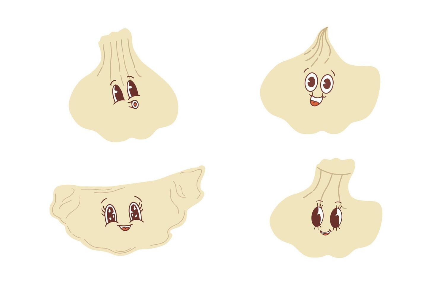 Set of dumplings. Kawaii style dumplings. illustration. vector