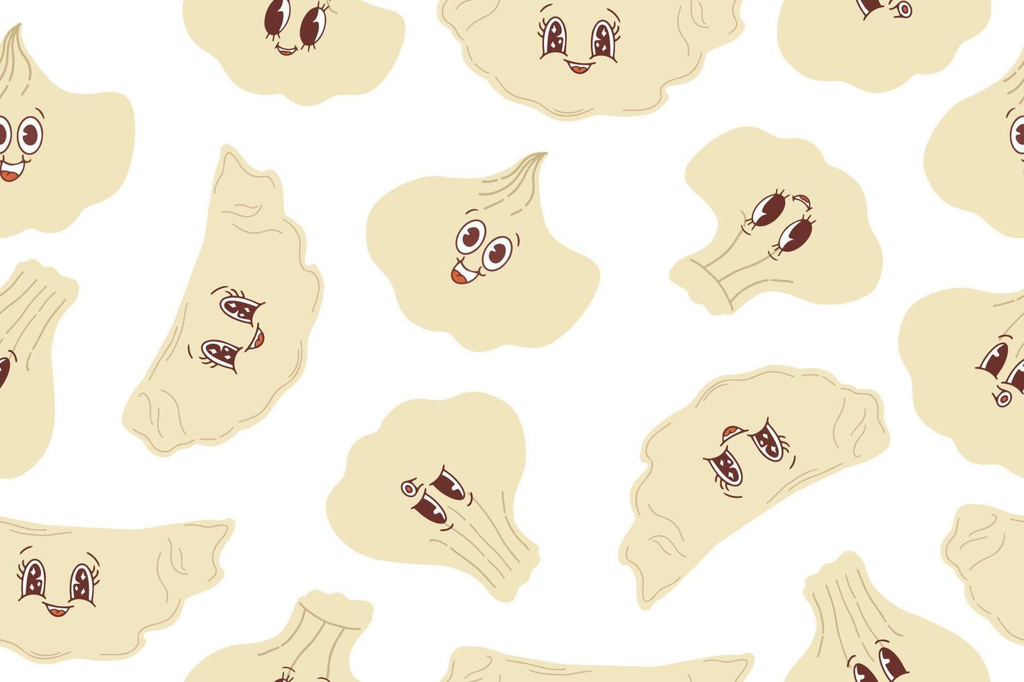 Set of dumplings. Kawaii style dumplings. illustration. vector