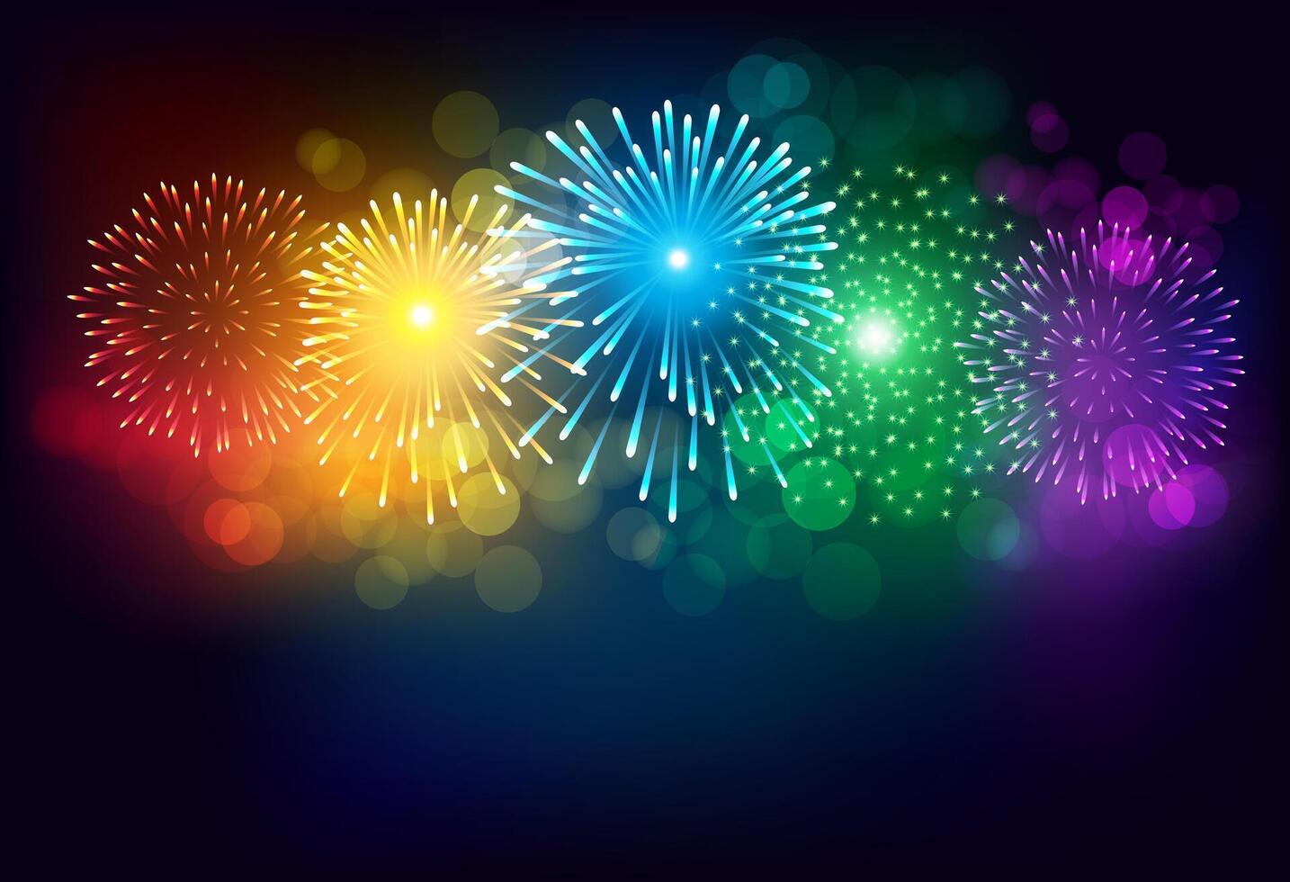 Colorful firework on black background for celebration vector