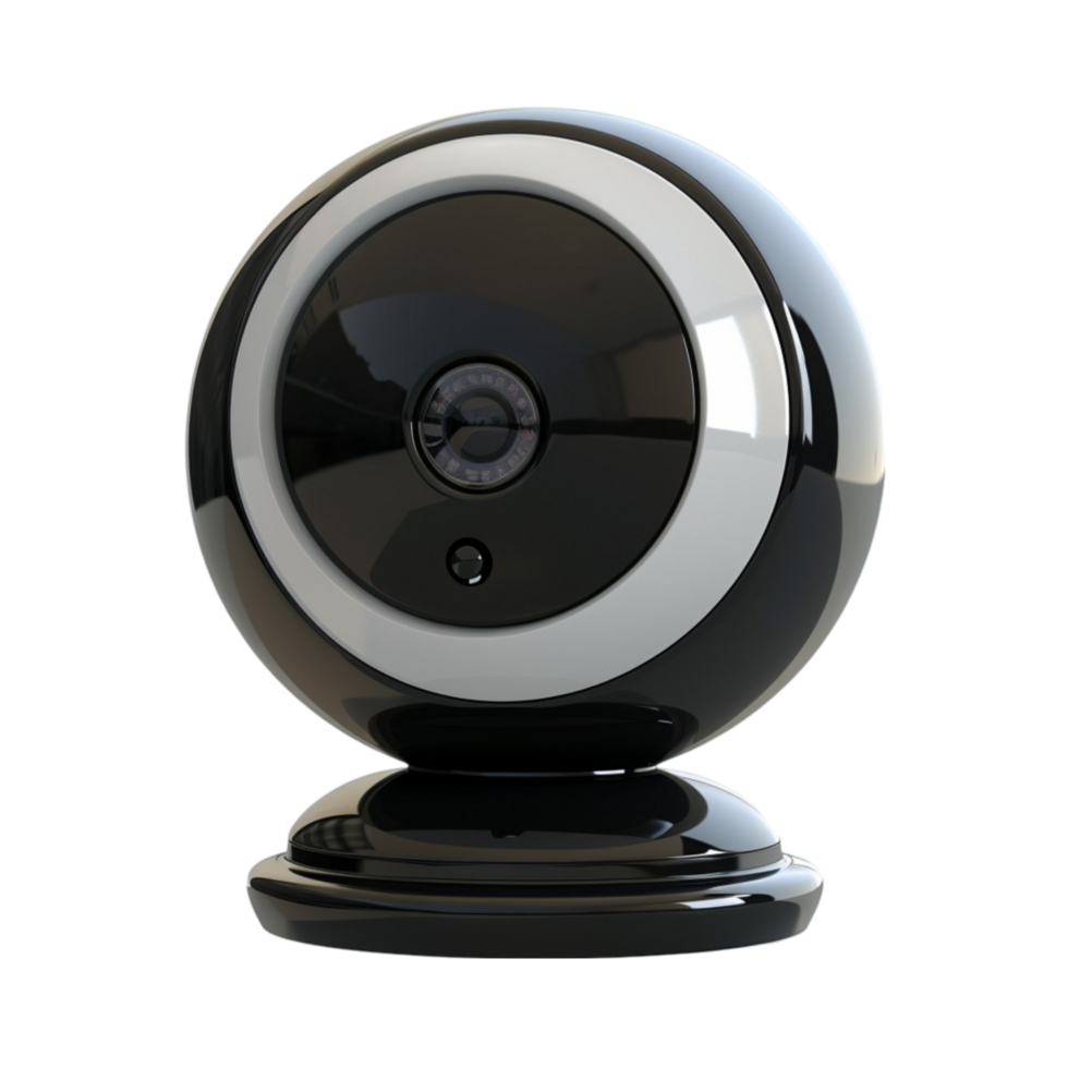 Modern Black Security Camera on Transparent background AI-Generative png
