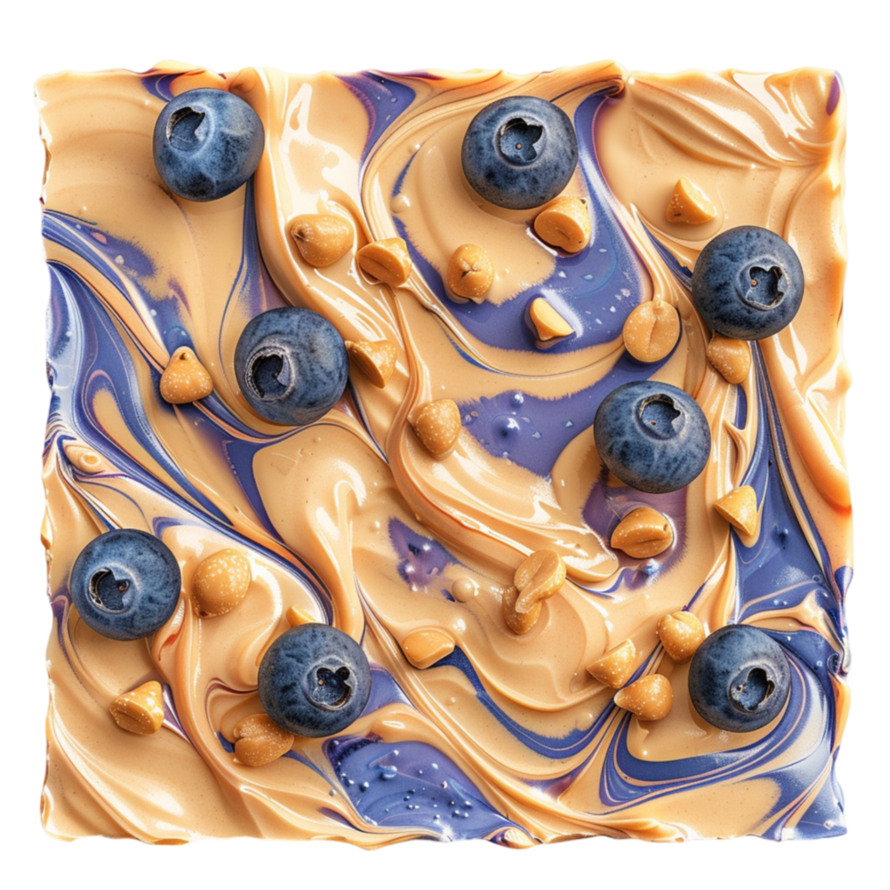 Creamy blueberry and honey ice cream with swirling patterns and close-up on Transparent background AI-Generative png