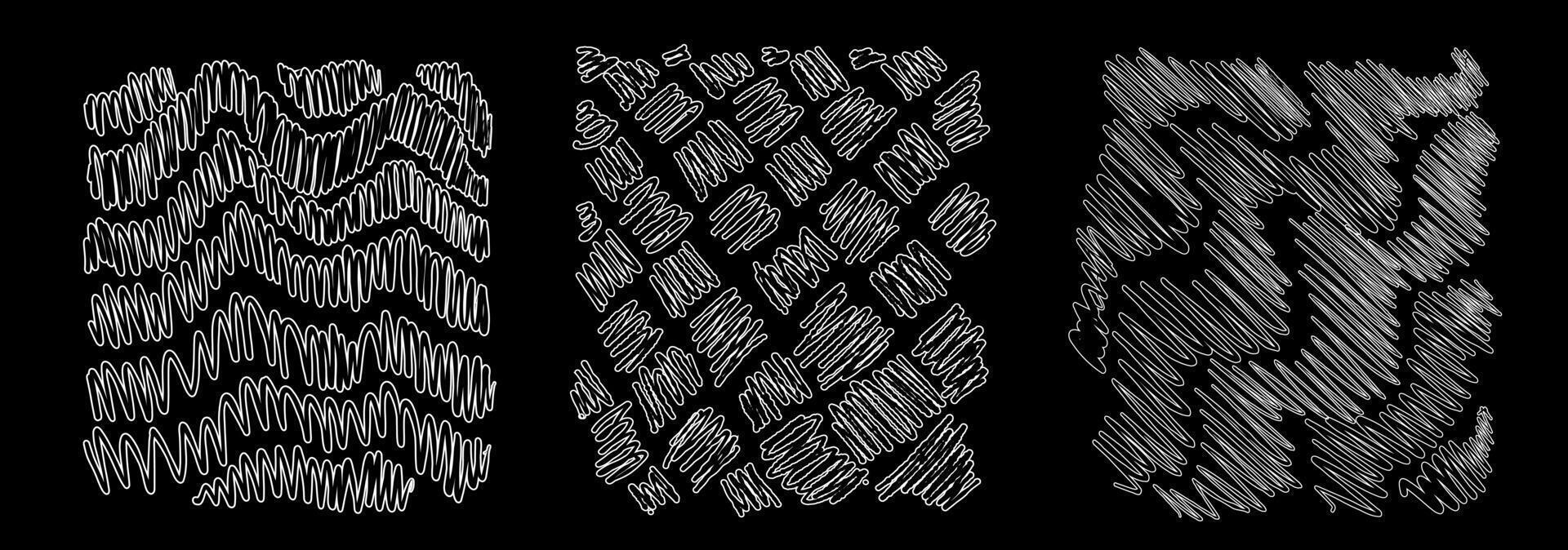 white square stickers with various hand-drawn pencil crosshatch textures. Naive Doodle Patterns. Design elements for social media posts vector