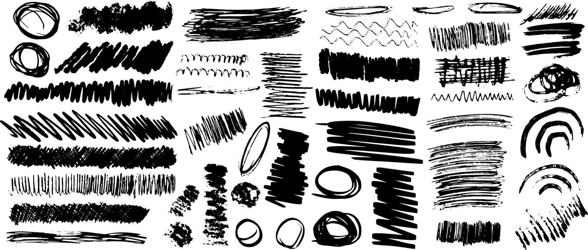 crosshatch strikethrough hand drawn childish doodle big set vector