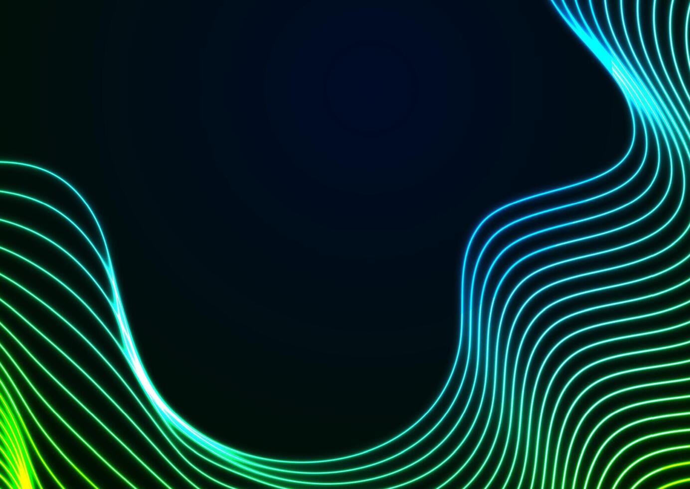 Blue green neon waves abstract technology background vector