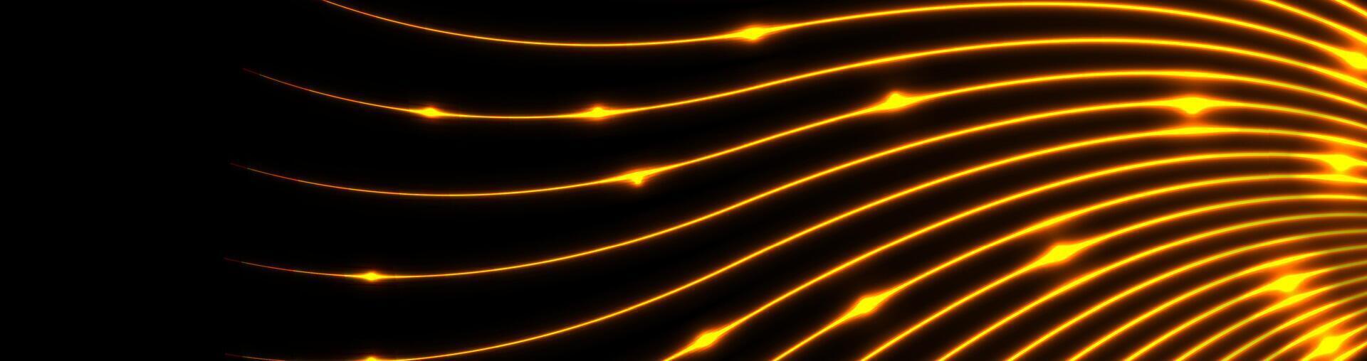 Bright orange neon waves abstract background vector