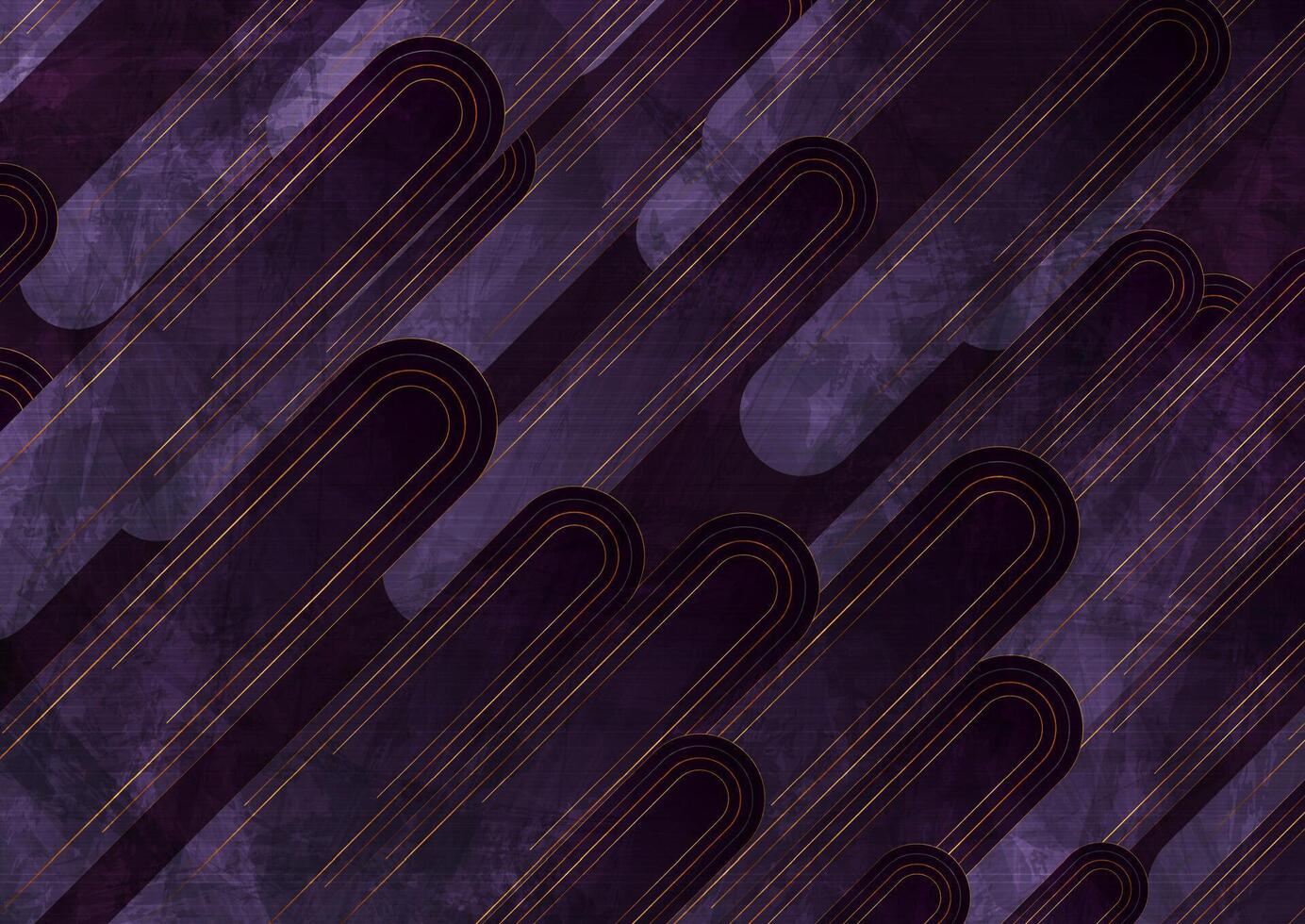 Dark violet stripes and golden lines abstract geometric background vector