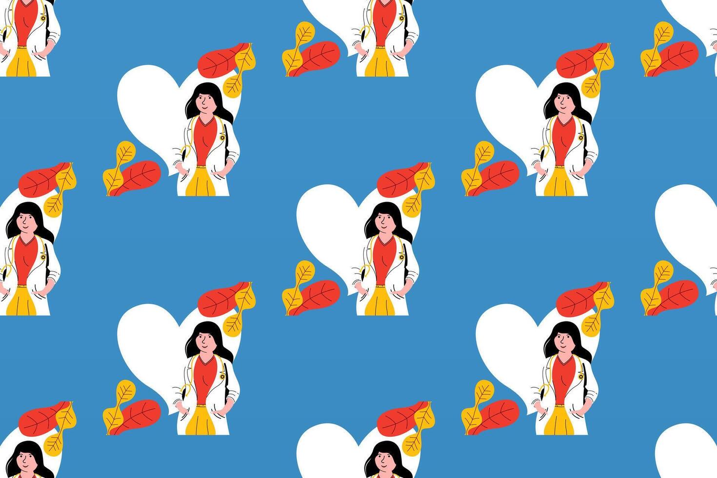 Flat people seamless pattern background vector