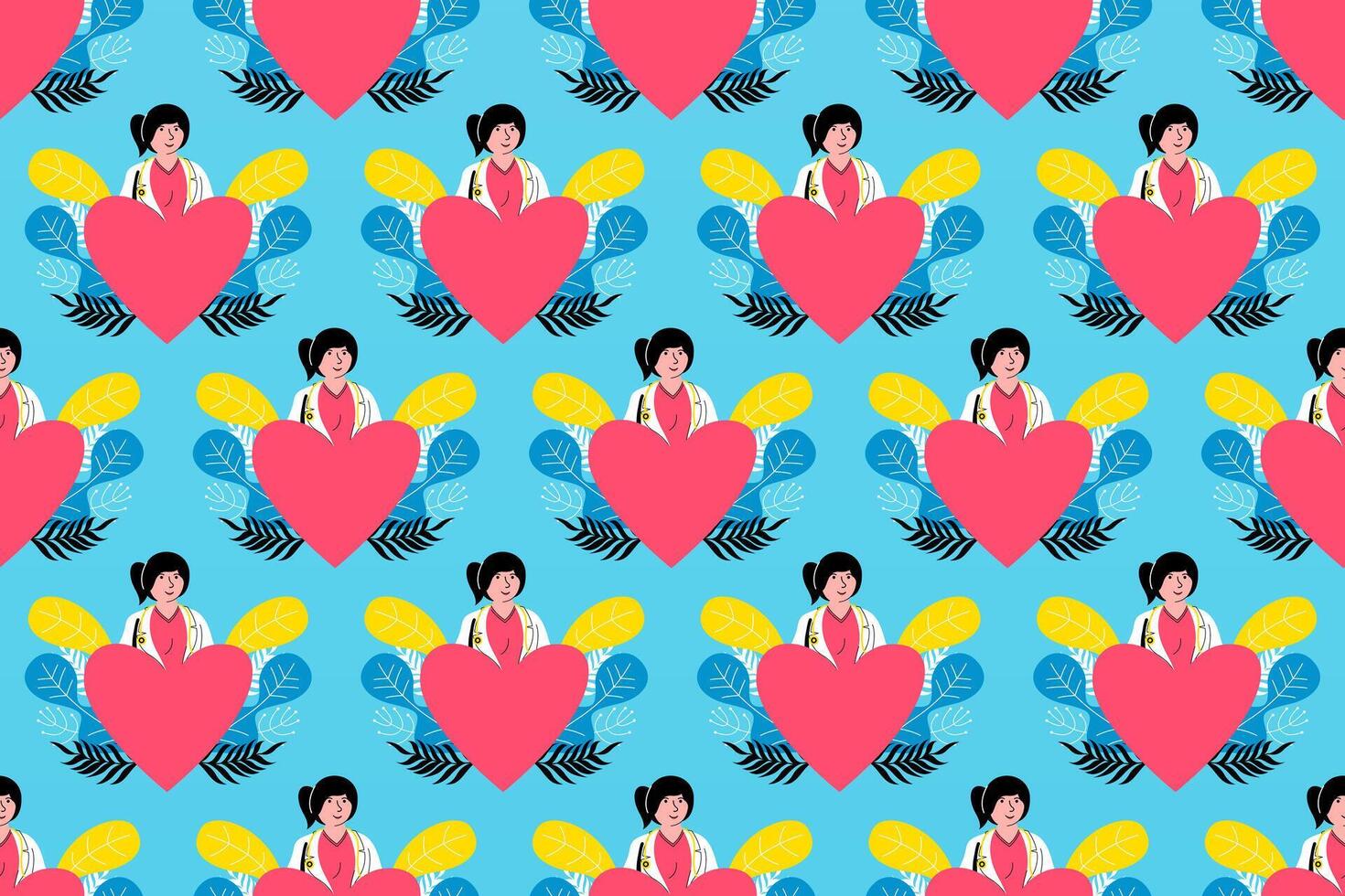 Flat people seamless pattern background vector