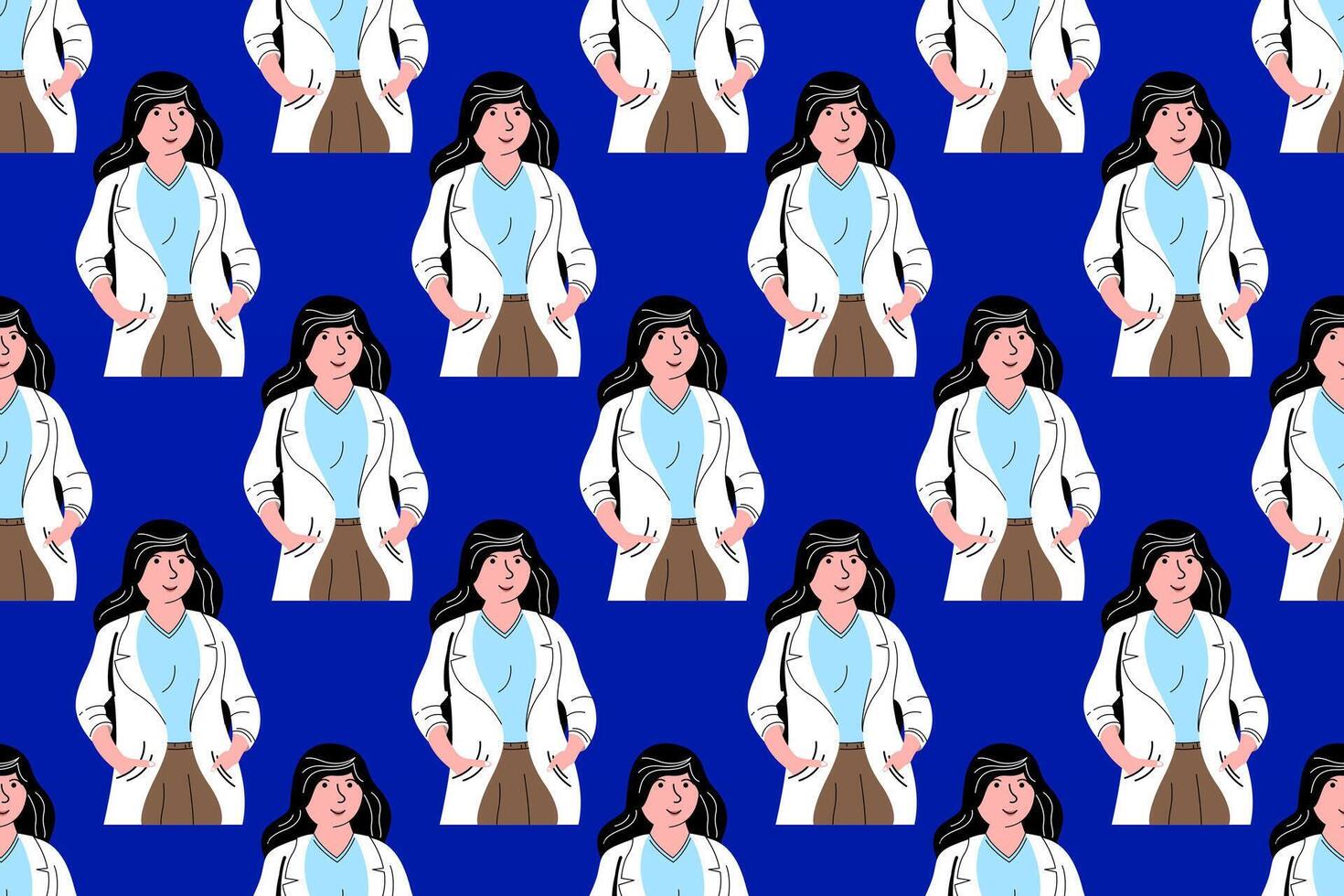 Flat people seamless pattern background vector