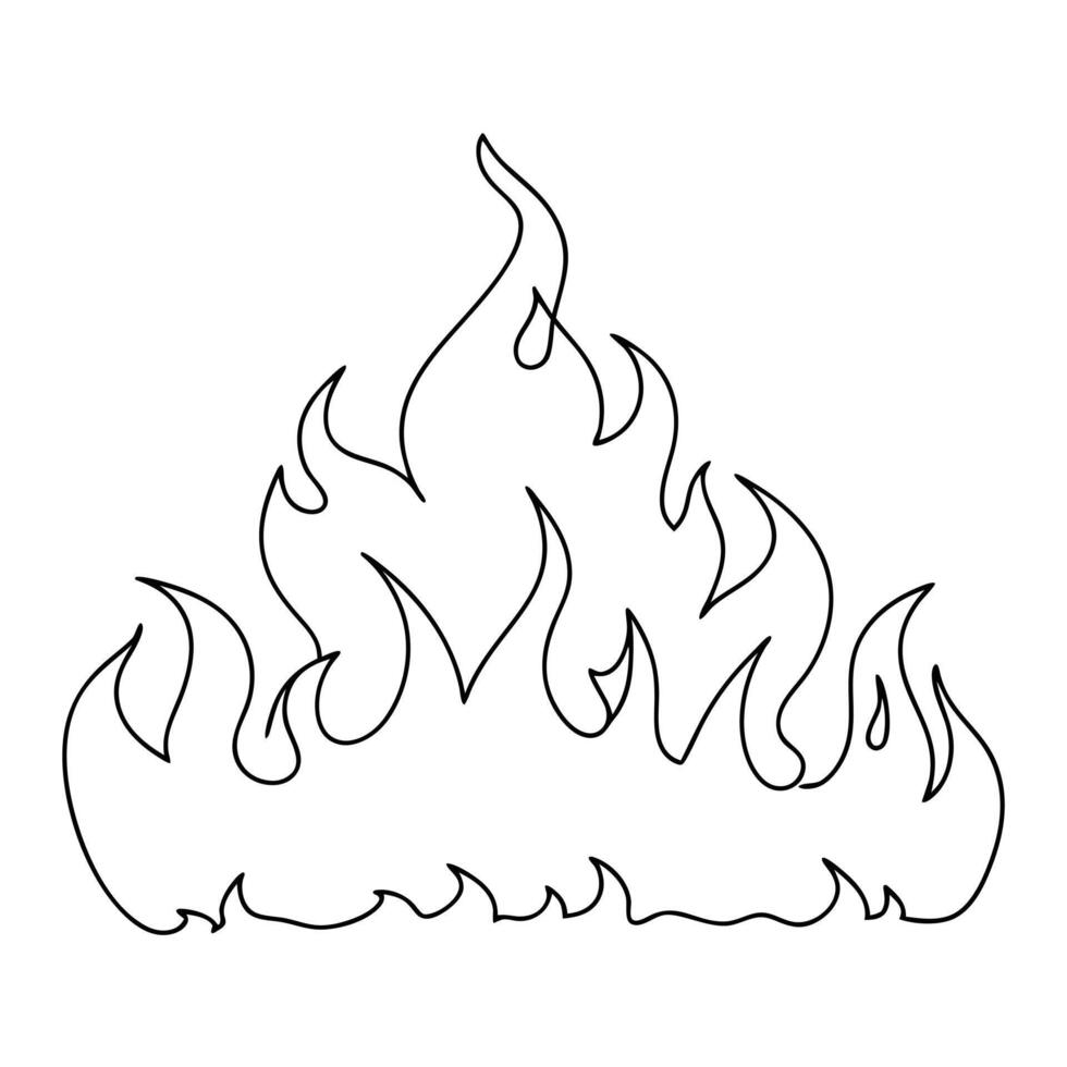 Continuous line drawing fire illustration vector