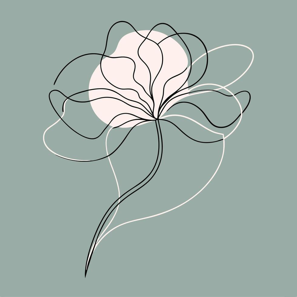 Continuous Floral one line art illustration design vector