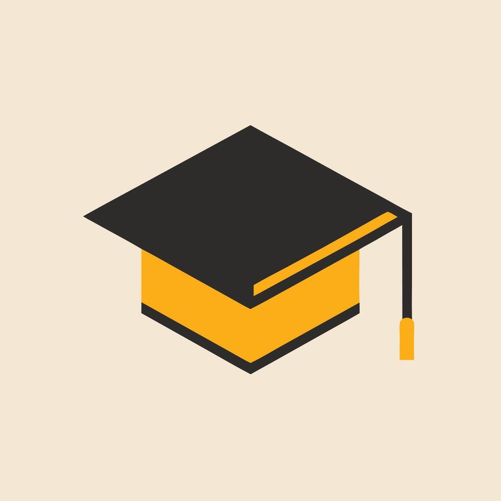 Mortarboard icon, education symbol flat design illustration isolated white background vector