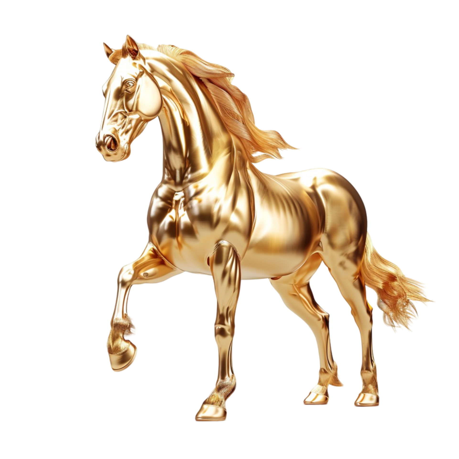 Gold Horse with Brown Mane in Motion AIGenerative 47489988 PNG