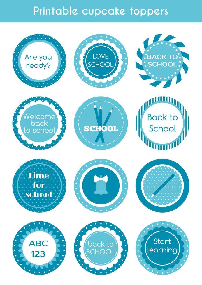 Back to school printable labels vector