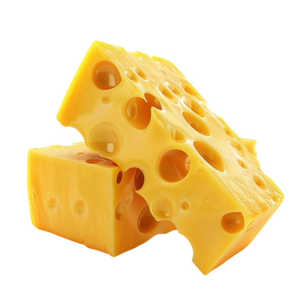 Realistic Delicious Cheese Triangle Piece 3D Illustration AI-Generative png