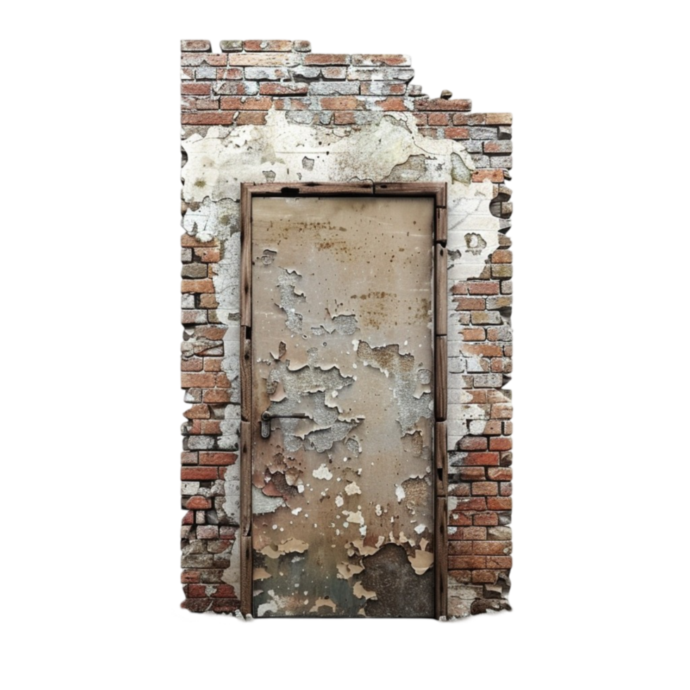 Open Door in Brick Wall with Tree in Distance AI-Generative png