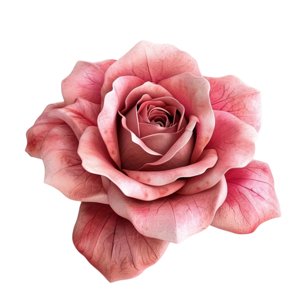 Single Light Pink Rose in Full Bloom on Transparent background AI-Generative png
