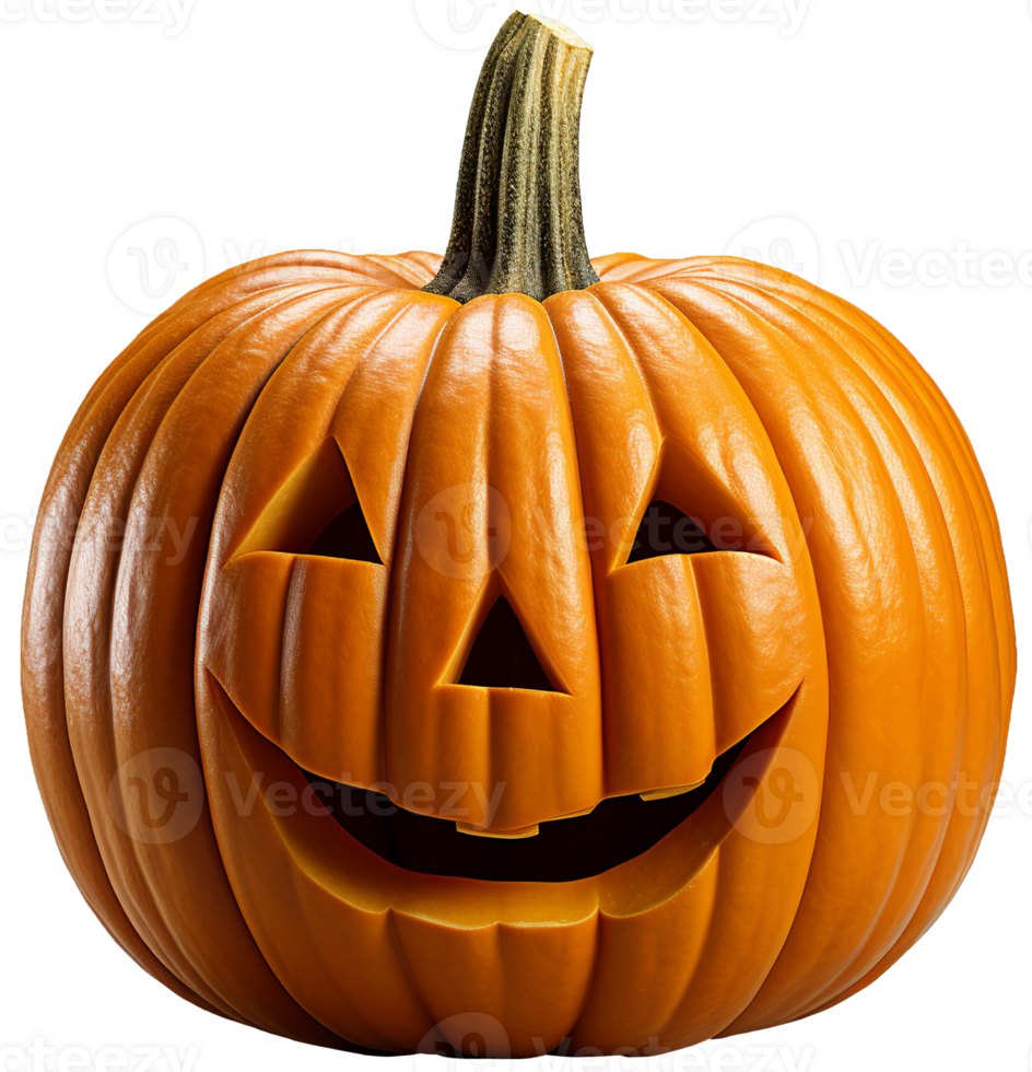 Halloween pumpkin smiles with triangular eyes and nose. Transparent isolated background png